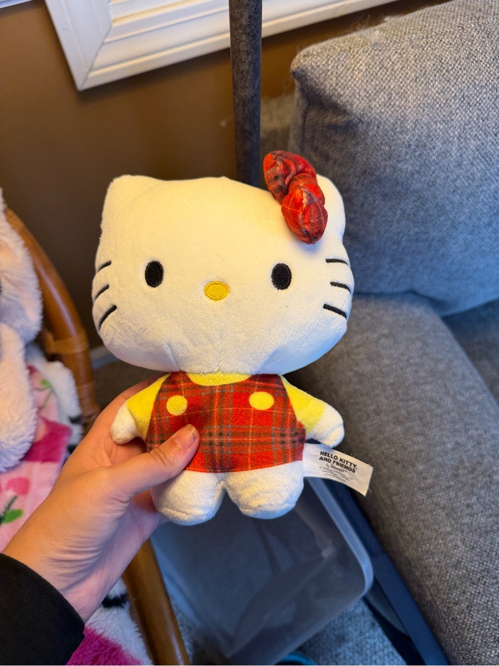 Hello Kitty Plush Toy - White with Red Plaid Outfit and Bow